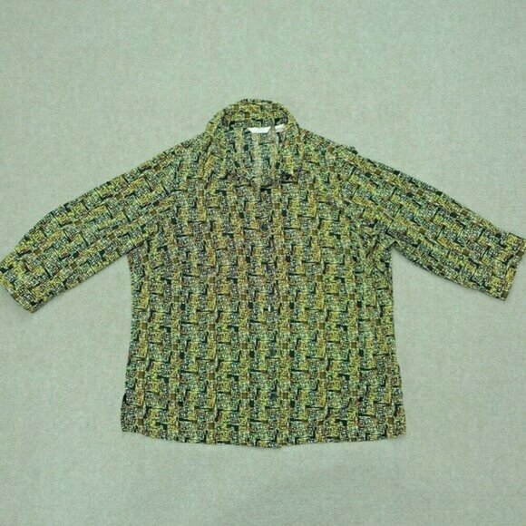 White Stag Shirt Button Down Top‎ Women Size 2X 18 Geometric Long Sleeve - Picture 1 of 5